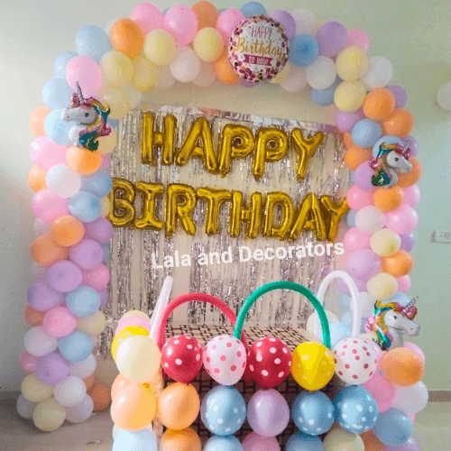 Pink and Gold Birthday Setup | Happy Birthday Balloon Decor