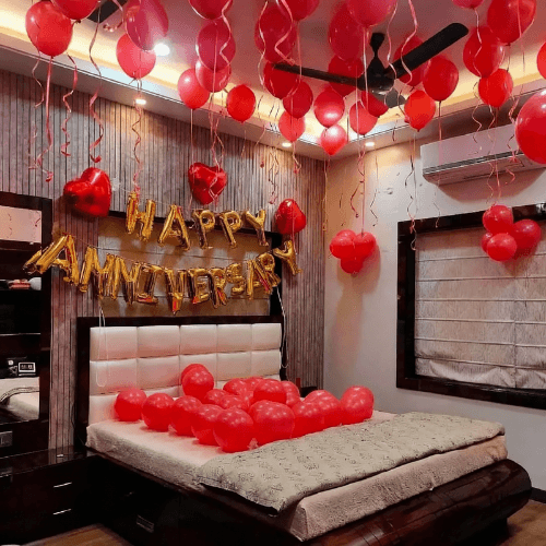 Red Anniversary Balloon Decor
