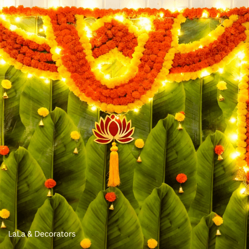 Traditional Banana Leaf & Marigold Garland for Festive Decor 2